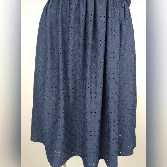 Maurices Eyelet Sleeveless Dress Navy Blue Size Small Spring Summer Wedding Mini - Picture 12 of 14